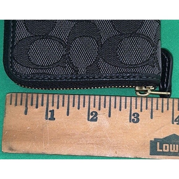 COACH Jacquard Small Zip Around Wallet In Signature Denim CP431 Black/gray Purse - Picture 9 of 10